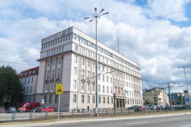 Gdansk, Polonya - 22 Eylül 2018: Ex-Ofis Polonya Birleşik İşçi Partisi organları yöneten il. Şimdi Kamu Savcılığı Polonya.