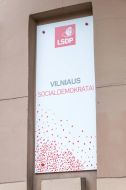 Vilnius, Litvanya - 28 Eylül 2018: Sosyal Demokrat Parti Litvanya (Litvanya Dili: Lietuvos socialdemokratu partija, Lsdp).