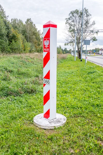Польщі Територіальний Знак Прикордонний Пост Кордоні Між Польщею Литвою — стокове фото