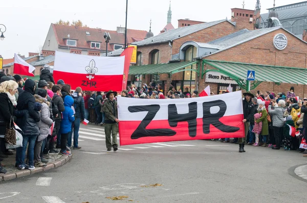 Gdansk Polonia Noviembre 2018 Asociación Escultismo República Polonia Centenario Del — Foto de Stock