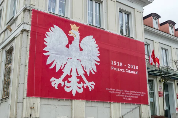 Pruszcz Gdanski Poland November 2018 Painted Coat Arms Poland Crowned — Stock Photo, Image