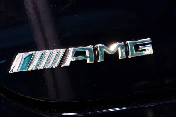 Gdansk Polonia Diciembre 2018 Logotipo Firma Merceds Amg Automóvil Negro — Foto de Stock