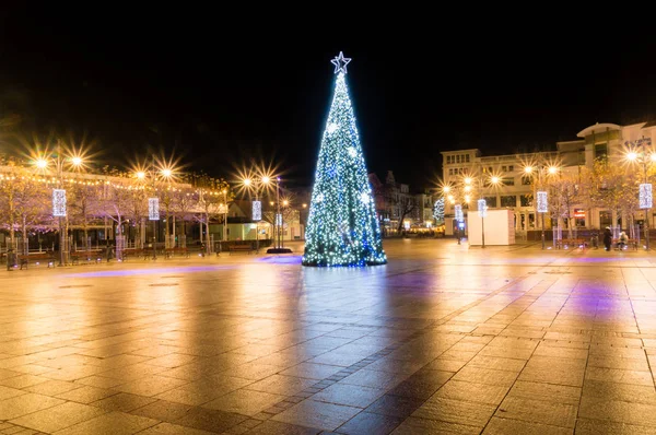Árvore Natal Centro Cidade Sopot Noite — Fotografia de Stock