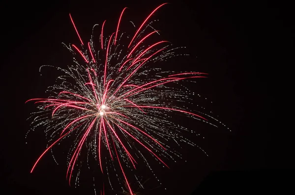 Fuegos Artificiales Víspera Nueva Yaer Pruszcz Gdanski —  Fotos de Stock