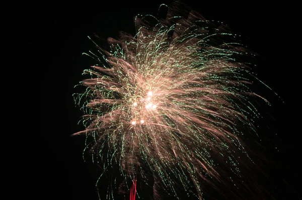 Gyönyörű Tűzijáték Felett Éjszaka — Stock Fotó