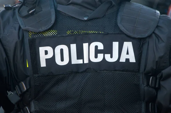 Iscrizione Policja Policja Significa Polizia Lingua Polacca — Foto Stock