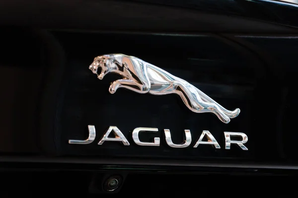 Gdansk Poland January 2019 Jaguar Logo Sign Black Car Jaguar — Stock Photo, Image