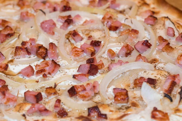 Close Fresh Traditional Flammkuchen — Stock Photo, Image