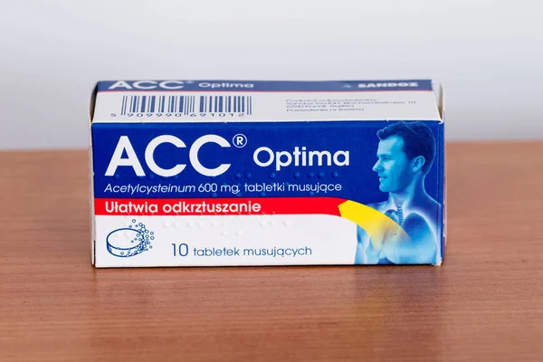 Pruszcz Gdanski Poland February 2019 Acc Optima Acetylcysteinum 600 Tablets — Stock Photo, Image