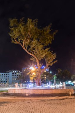 Aqaba, Ürdün - 7 Şubat 2019: Büyük Arap isyanı daire gece, ağaç.