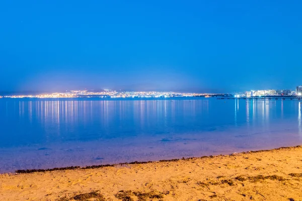 Vista Eilat Israel Desde Aqaba Jordania Por Mañana Temprano — Foto de Stock