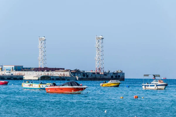 Aqaba Jordanien Februari 2019 Båtar Vid Aqaba Viken Aqaba — Stockfoto