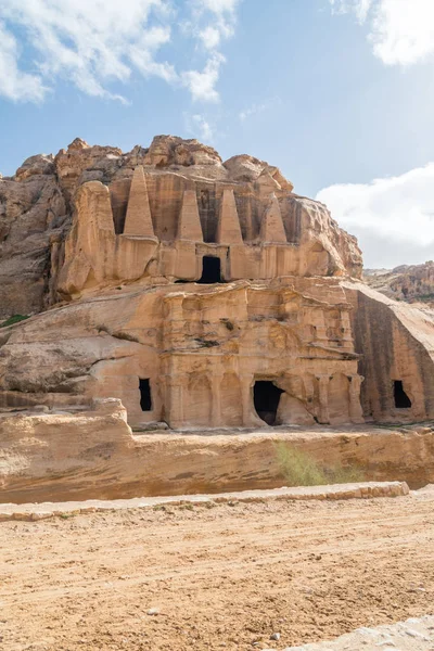 Obelisken Gravar Den Antika Jordanska Staden Petra Petra Nya Sju — Stockfoto