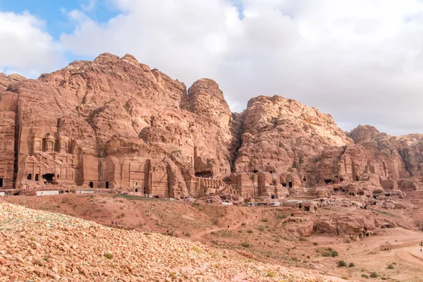 Panoramiczny widok Petra (Red Rose City), Jordan. Petra jest Unesco — Zdjęcie stockowe