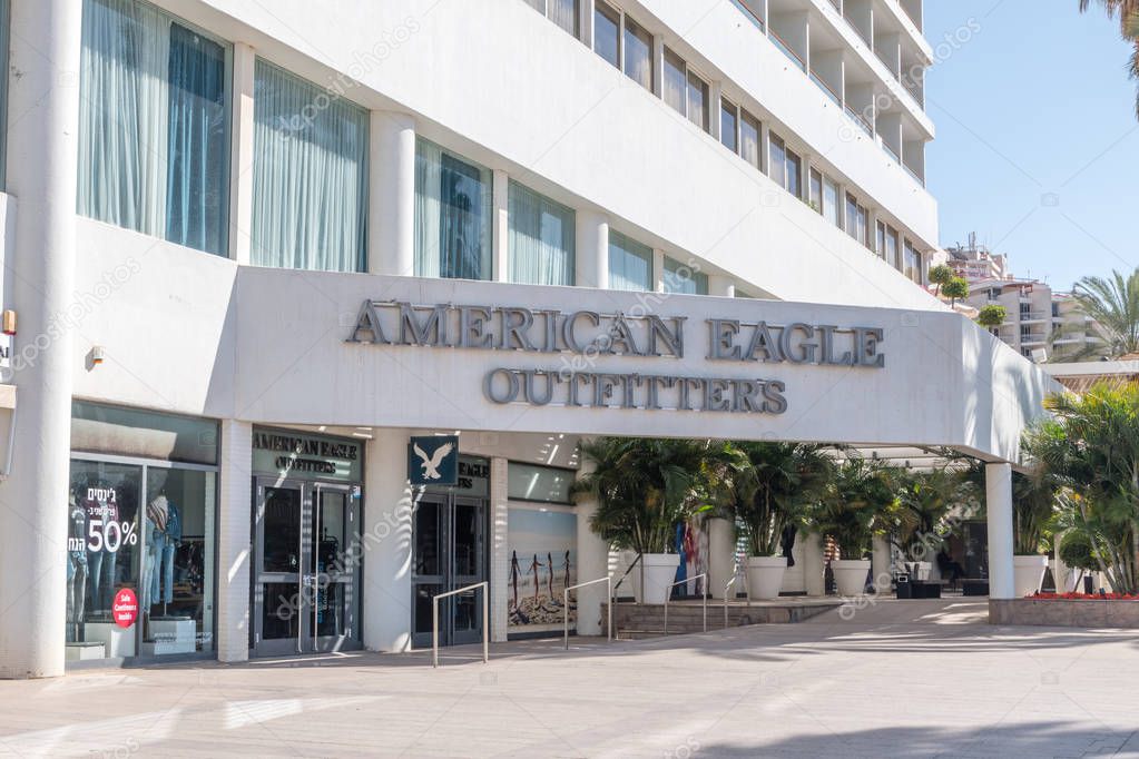 Eilat, Israel - February 9, 2019: American Eagle Outfitters Inc. now known as simply American Eagle, is an American lifestyle clothing and accessories retailer.