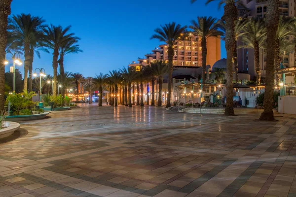 Hermosos jardines de palmeras en el paseo central en Eilat, Israel . — Foto de Stock