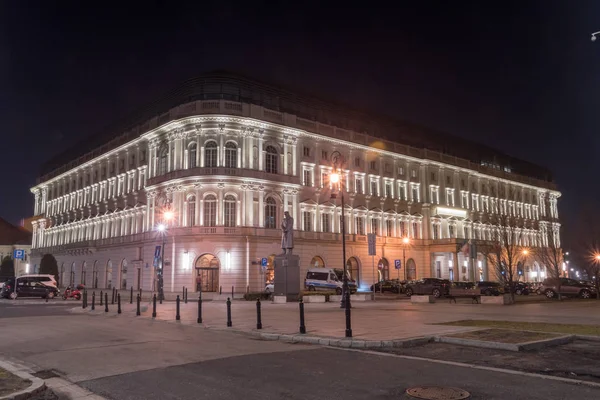 Raffles Europejski Warsaw at night. — Stock Photo, Image