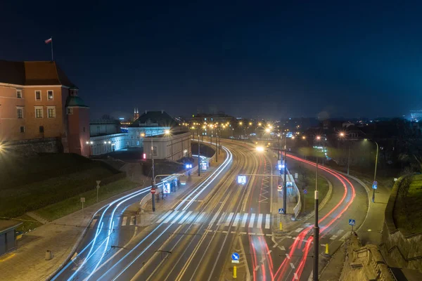 Nocny widok panoramiczny ze starego miasta na trasie W-Z. — Zdjęcie stockowe