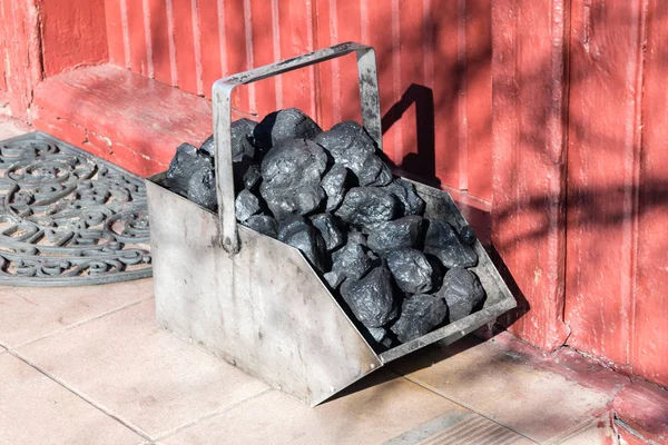 Metal Coal Hod. Metal box for carrying coal.