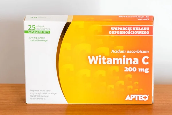 APTEO Acidum ascorbicum Vitamin c. — Stock Photo, Image