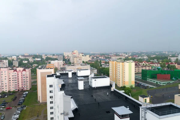 A panoramic aerial view of the Grodno city in Belarus during clo — Stock Photo, Image