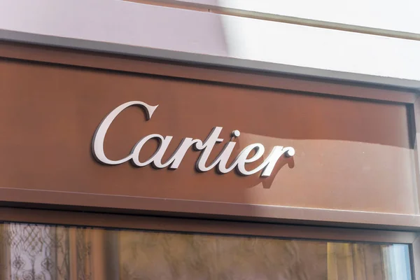 Sign of luxury store Cartier. — Stock Photo, Image