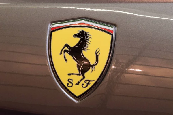 Logo of Ferrari on sports car. — Stock Photo, Image