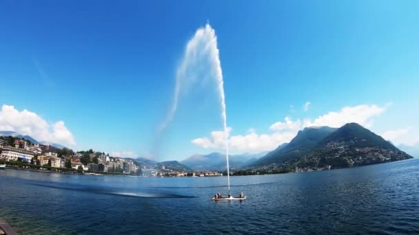 Fonte Água Grande Lago Lugano Suíça — Vídeo de Stock
