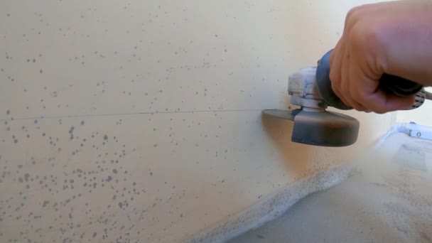 Cut Concrete Wall Angle Grinder — Stock Video