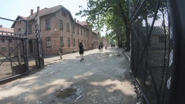 Oswiecim Poland July 2019 View Gate Auschwitz Nazi German Concentration — Stock Video