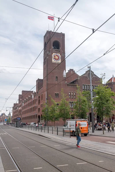Amsterdam Nizozemsko Června 2019 Beurs Van Berlage Budova Vlajkou Amsterdamu — Stock fotografie