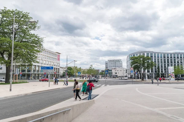 Pohled na centrum města Wolfsburg. — Stock fotografie