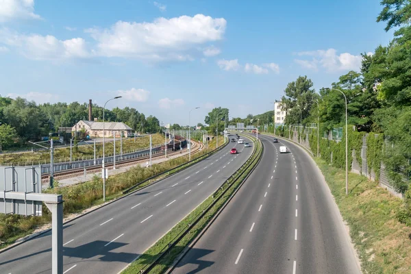 Avenue of Silesian insurgents in Krakow. Street near Krakow Podgorze railway station. — ストック写真