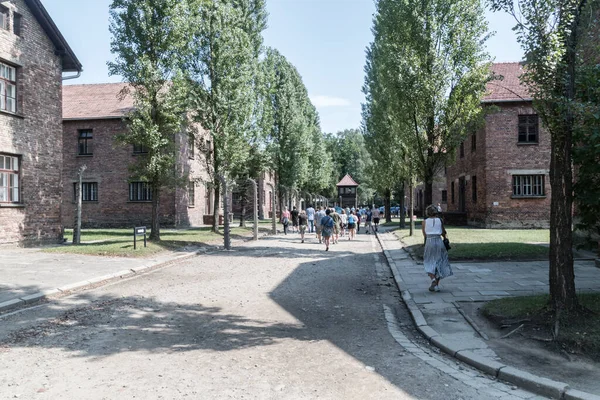 Visitantes en Auschwitz-Birkenau (Campo de concentración de Auschwitz) ). —  Fotos de Stock