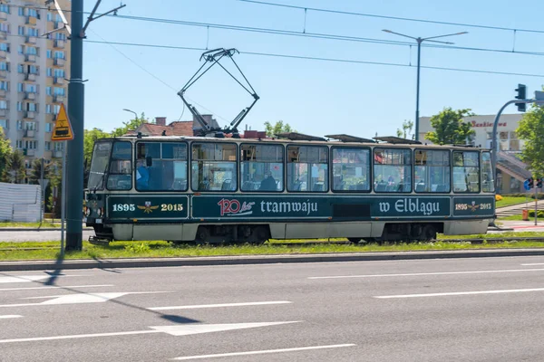 Elblag Poland May 2020 Tram Commemorating 120 Years Trams Elblag — Stock Photo, Image