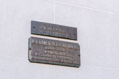 Olsztyn, Polonya - 31 Mayıs 2020: Feliks Szrajber anısına plaket.