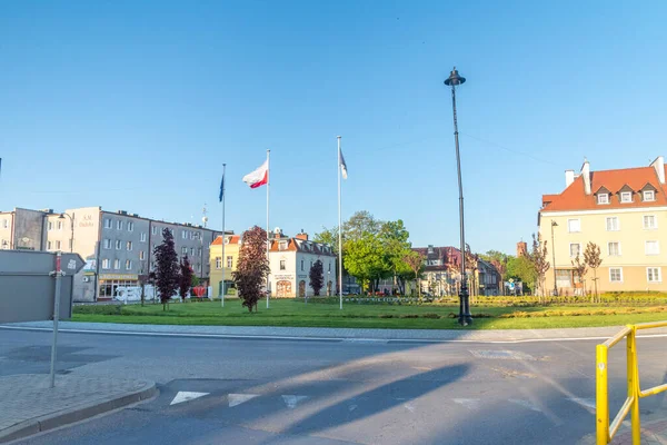 Biskupiec Pologne 1Er Juin 2020 Place Avec Des Drapeaux Polonais — Photo