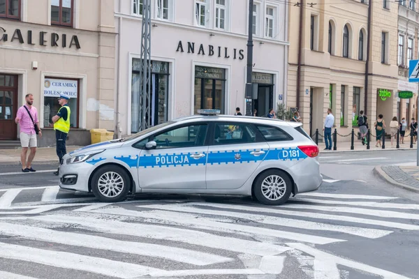 Lublin Pologne Juin 2020 Police Polonaise Bloque Circulation Pendant Fête — Photo