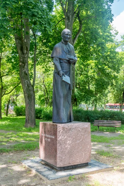 Люблин Польша Июня 2020 Года Скульптура Польского Священника Идзи Радзишевского — стоковое фото