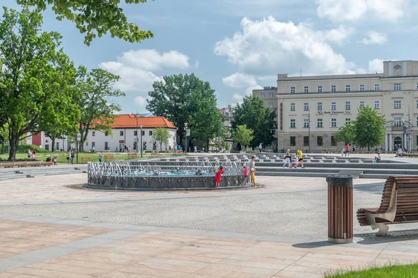 Lublin Poland June 2020 Fountain Water Lithuanian Square — Stock Photo, Image