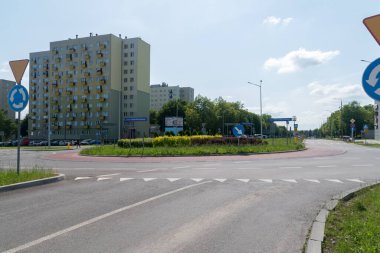 Swidnik, Polonya - 11 Haziran 2020: Kardinal Stefan Wyszynski 'nin Kavşağı.