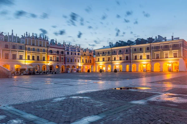 Zamosc Polska Czerwca 2020 Rynek Wczesnym Rankiem — Zdjęcie stockowe