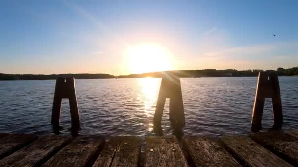 Timelapse Sul Lago Ukiel All Ora Del Tramonto Olsztyn Polonia — Video Stock