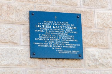 Tarnow, Polonya - 13 Haziran 2020: 10 Nisan 2010 tarihinde Smolensk hava felaketi.