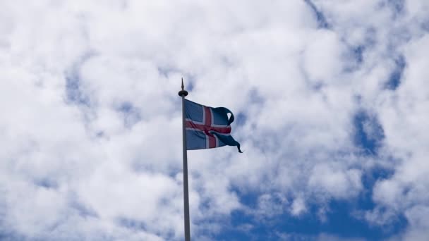 Vlnění Vlajky Islandu — Stock video