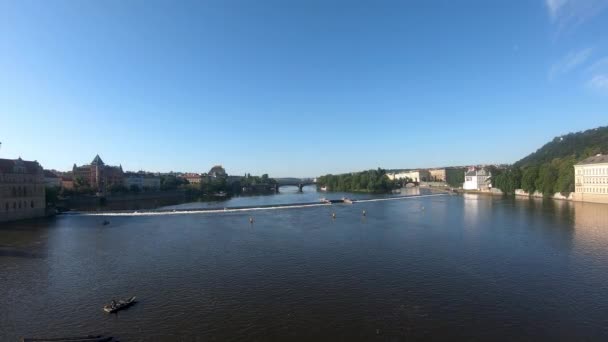 Praga Repubblica Ceca Luglio 2020 Vista Panoramica Praga Dal Ponte — Video Stock