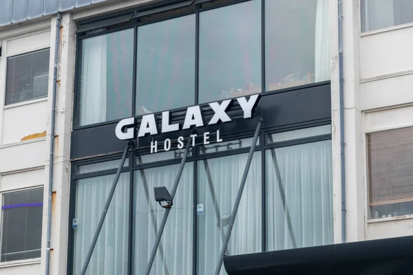 Reykjavik Iceland June 2020 Logo Sign Galaxy Hostel Galaxy Hostel — Stock Photo, Image