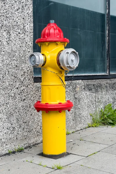 Hidrante Fogo Vermelho Amarelo Rua Reykjavik — Fotografia de Stock