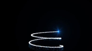 Siyah arka plan ile beyaz animasyonlu Noel ağacı