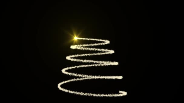 White Animated Christmas Tree Black Background — Stock Video